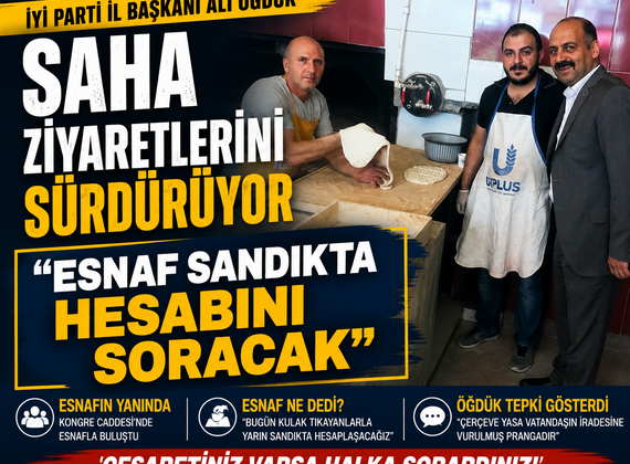 İYİ Parti İl Başkanı Ali Öğdük saha ziyaretlerini sürdürüyor: “Esnaf sandıkta hesabını soracak”